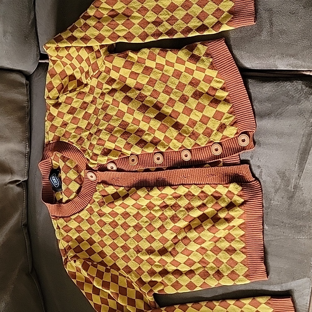 Cider Brown and Yellow Diamond Cardigan